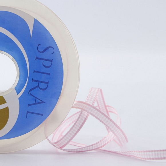 24002_Лента с рисунком клетка SAFISA, 6 мм, 25 м, цвет 05, розовый