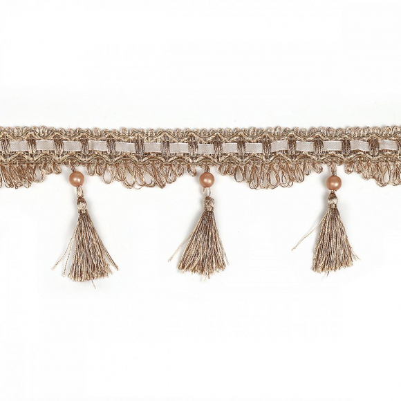 Бахрома для штор с кисточками арт.6152-0305 цв.6455 шир.110мм цв.св.бежевый уп.10м