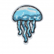 Термоаппликация с пайетками арт.TBY.ND.15 Медуза 55х70мм цв.голубой уп.10шт