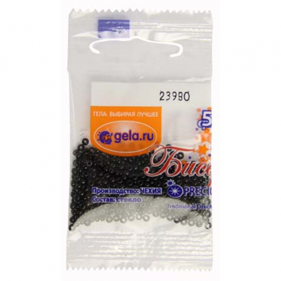 Бисер Preciosa, размер 10/0, 5 г, цвет №23980 черный непрозрачный