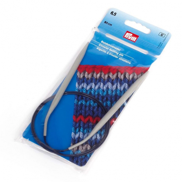 211376 PRYM Спицы круговые для вязания с гибкой фиолетовой леской 6.5мм 80см алюминий уп.1шт