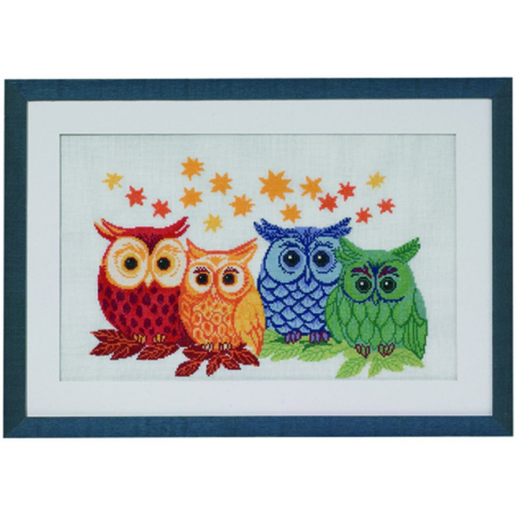 Набор для вышивания PERMIN арт.90-3303 Совы разных цветов 56х38 см