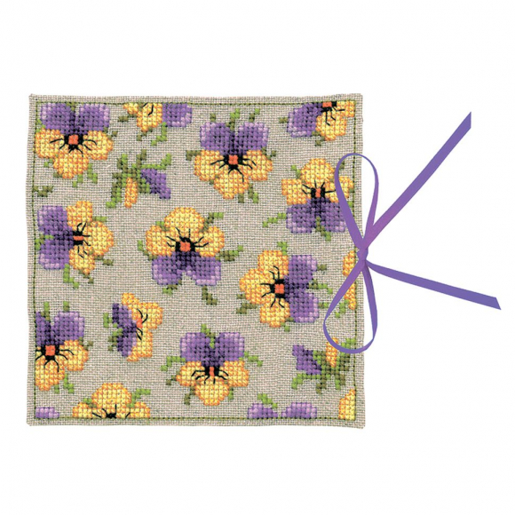 Набор для вышивания Le Bonheur des Dames арт.3466 Чехол для игл Pensees (Анютины Глазки) 12х12 см