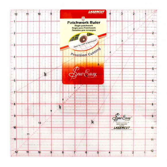 3225_Линейка для пэчворка с градацией в дюймах, квадрат 12 1/2"