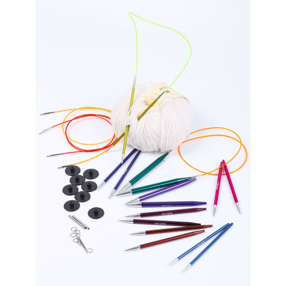 47404 Knit Pro Набор съемных спиц для вязания Deluxe 3,5мм, 4мм, 4,5мм, 5мм, 5,5мм, 6мм, 7мм, 8мм алюминий, 8 видов спиц