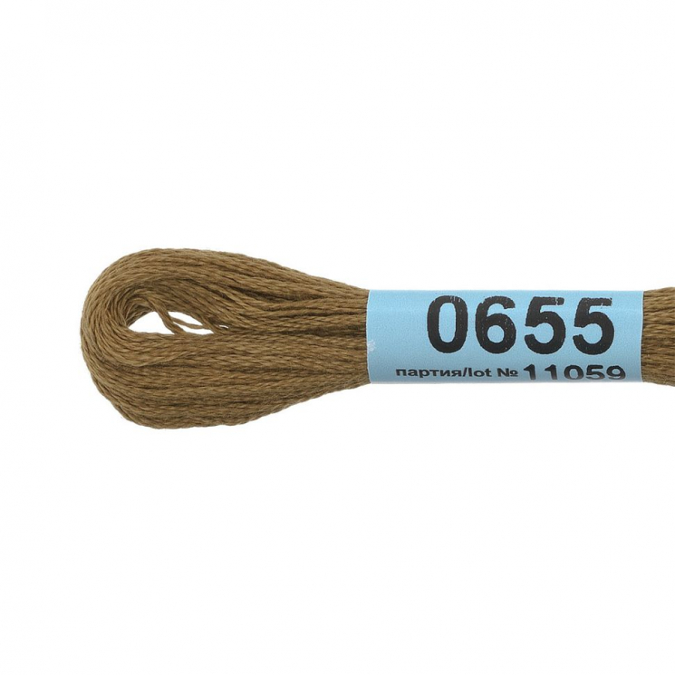 Нитки для вышивания Gamma мулине (0207-0819) 100% хлопок 24 x 8 м цв.0655 т.горчичный