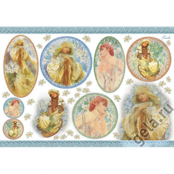 34591_Бумага рисовая "Девушка в цветах " 34591_Бумага рисовая "Девушка в цветах "