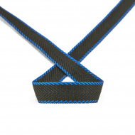 111712_Тесьма ременная (стропа) PEGA черная с синими краями, 20 мм