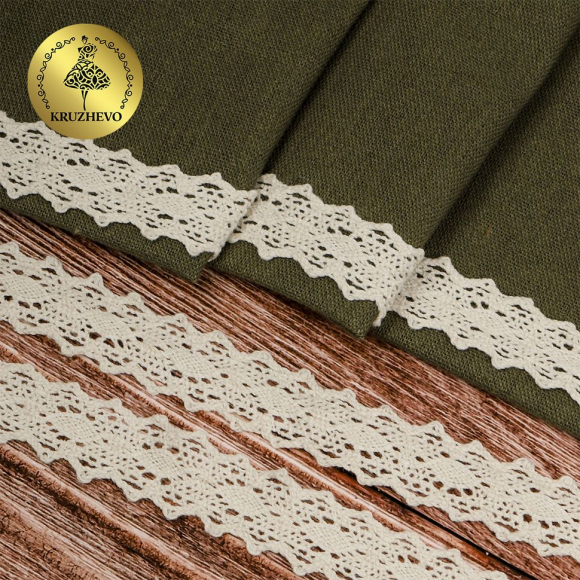 Тесьма вязаная KRUZHEVO 20мм TBY.6375 цв.01 натуральный уп.50м