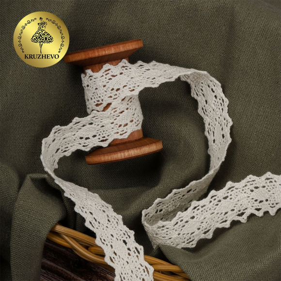 Тесьма вязаная KRUZHEVO 20мм TBY.6375 цв.01 натуральный уп.50м