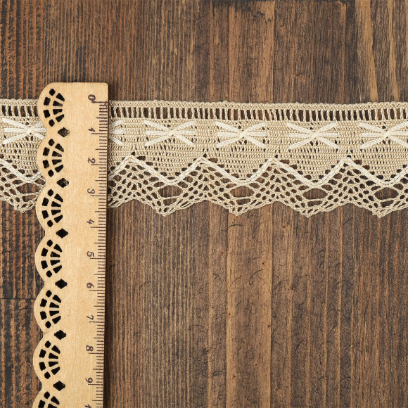 Кружево из мерсеризованного хлопка KRUZHEVO 37мм арт.TR.K-10034 цв.бежевый+крем, уп.3м Кружево из мерсеризованного хлопка KRUZHEVO 37мм арт.TR.K-10034 цв.бежевый+крем, уп.3м