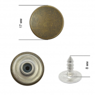 Пуговицы джинсовые латунь гладкая - стабильная 20мм New Star цв. антик уп. 500шт