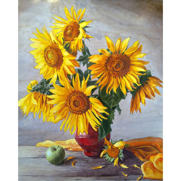 173926_Картина стразами "Подсолнухи в вазе"