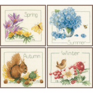 Набор для вышивания LANARTE арт.PN-0173621 4 Seasons set of 4 18х16 см