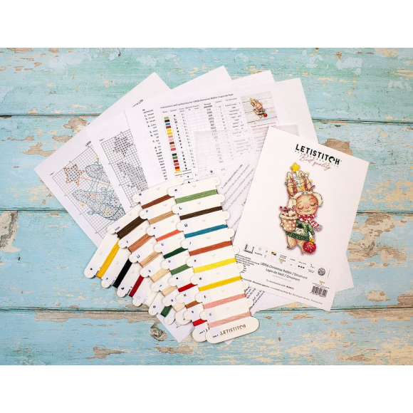 Набор для вышивания LETI арт. L8056 Рождественский Кролик 14х8 см