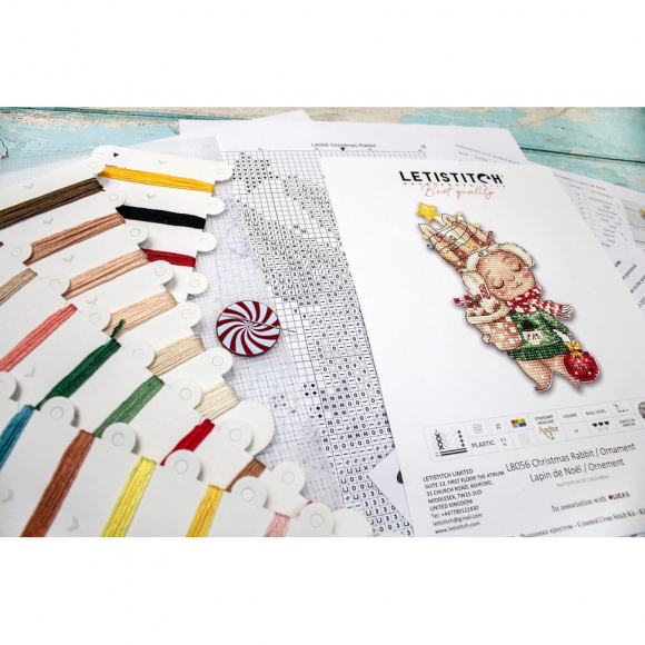 Набор для вышивания LETI арт. L8056 Рождественский Кролик 14х8 см