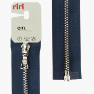 29509_Молния металл, Ni, разъёмная 1 замок, на атласной тесьме, 4 мм, 70 см, цвет 2131, синий темный