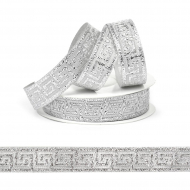 Лента (тесьма) жаккардовая арт.VB.102162 шир. 16мм цв.серебро уп.10 м