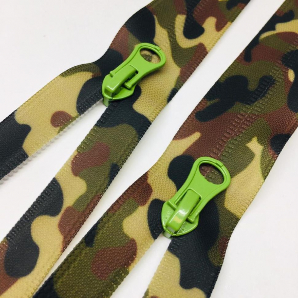 Молния спираль №7 два замка 95см водостойкая хаки