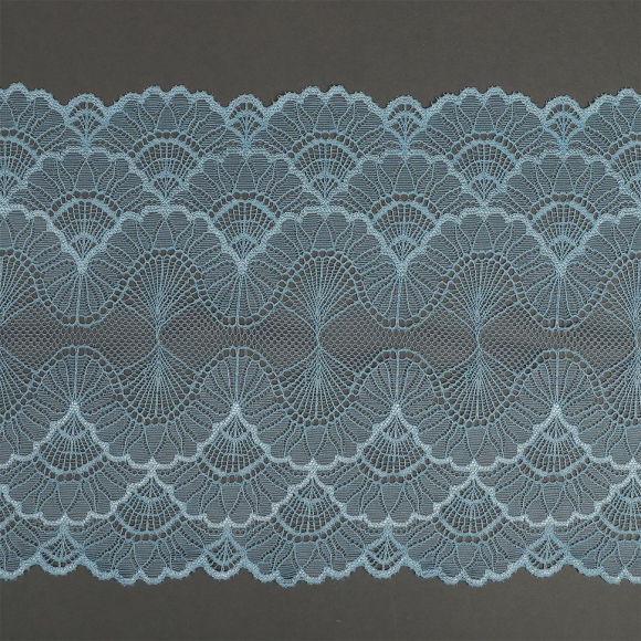 Кружево-стрейч KRUZHEVO арт.TBY.8034 шир.195мм цв.F198 голубой уп.10м