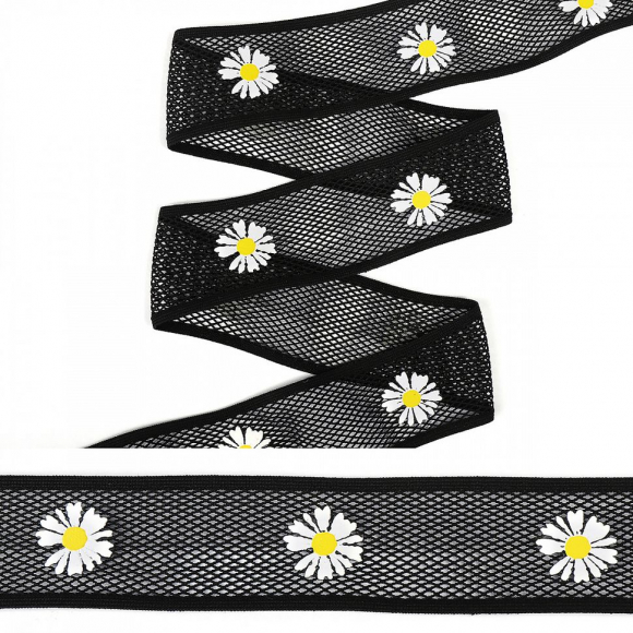 Резинка TBY декоративная арт.ET20.064001 шир. 4см цв.черный  уп. 25м