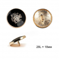 Пуговицы металлические С-ME337 цв.золото/черный 28L-18мм, на ножке, 12шт