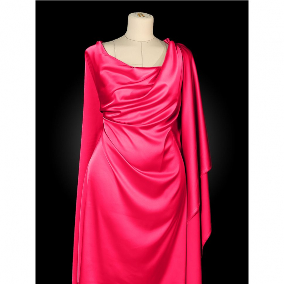 Ткань шелк Армани 90г/м? 97% ПЭ 3% Спандекс шир.150см арт.TBYArm-152 цв.152 розовый неон уп.5м