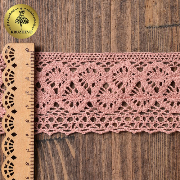 Тесьма вязаная KRUZHEVO 50мм TBY-6368 цв.32 розовый уп.10м