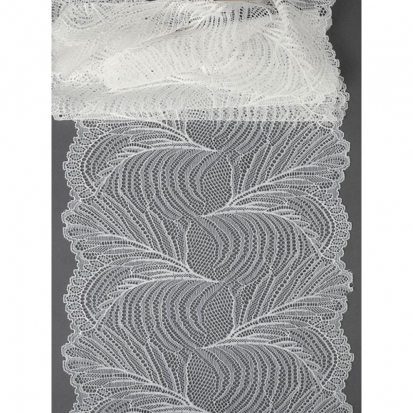 Кружево-стрейч KRUZHEVO арт.TBY.3517 шир.215мм цв.004 белый уп.2,7м