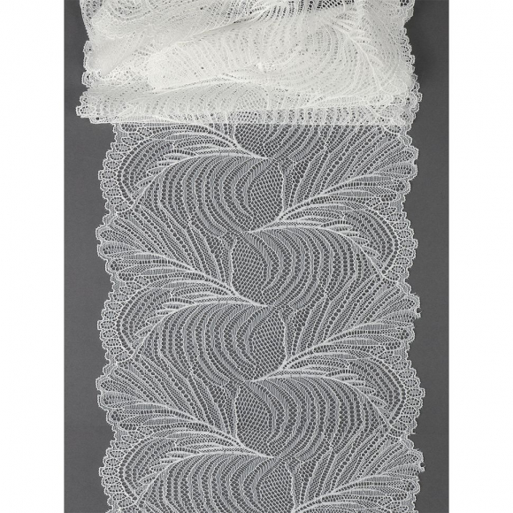 Кружево-стрейч KRUZHEVO арт.TBY.3517 шир.215мм цв.004 белый уп.2,7м