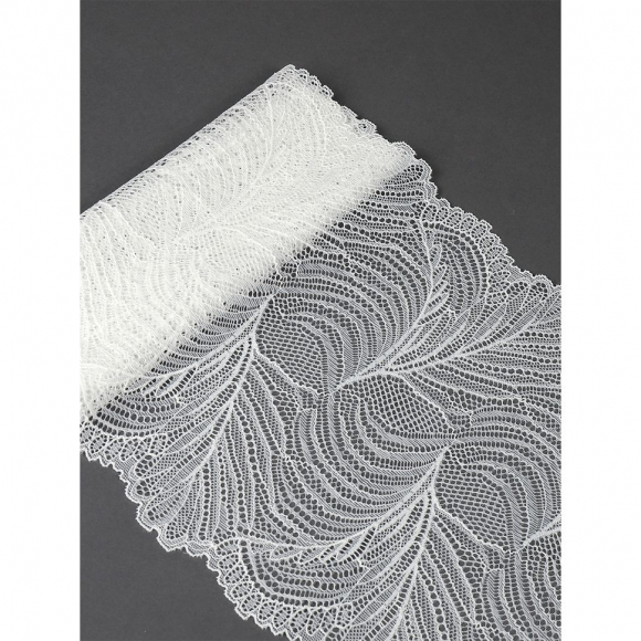 Кружево-стрейч KRUZHEVO арт.TBY.3517 шир.215мм цв.004 белый уп.2,7м