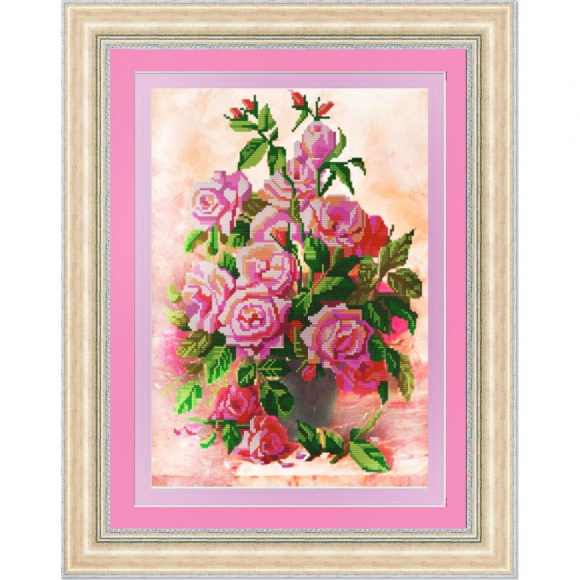 Рисунок на ткани (Бисер) КОНЁК арт. 9694 Розы в вазе 29х39 см