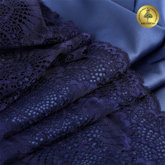 Кружево-стрейч KRUZHEVO арт.TBY.30239 шир.195мм цв.061 темно-синий уп.25м