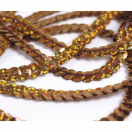 Пайетки на нитях 6мм Laser Bright арт.TBY-FLKU06-LB цв.50107 коричневый уп.73.12м