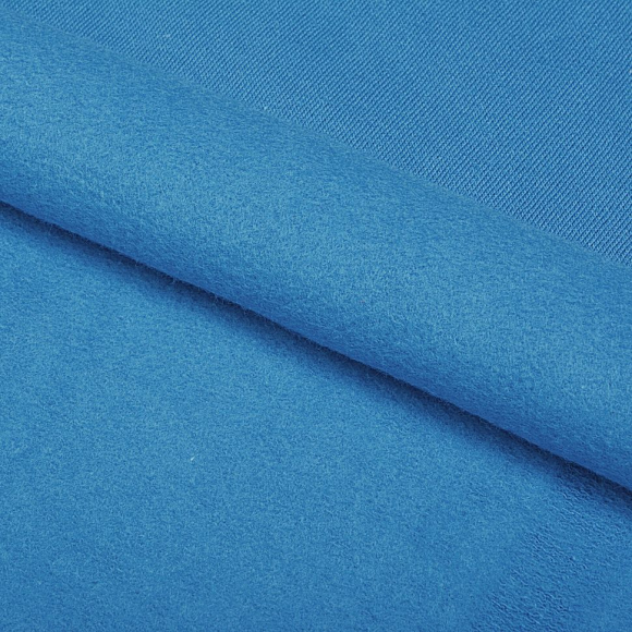 Ткань трикотаж Футер 2х нитка начес с лайкрой 190г опененд 100+100см голубика 17-4139 уп.6м