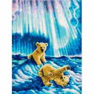 Набор для вышивания KUSTOM KRAFTS арт.98537 Медвежата в северном сиянии 35,6х48,1 см