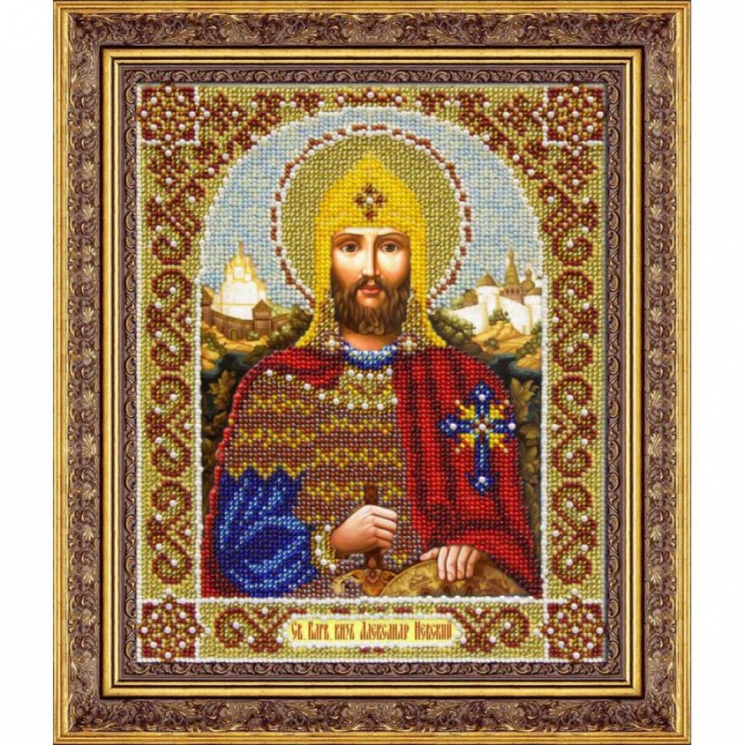 Набор для вышивания бисером ПАУТИНКА арт.Б-1052 Св.Александр Невский 25х20 см