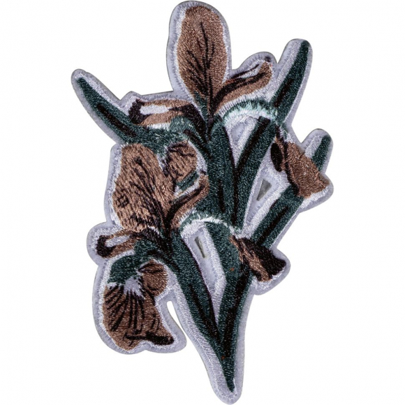 Термоаппликация "Цветок темно-зеленый с коричневыми листьями"