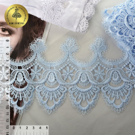 Кружево гипюр KRUZHEVO арт.TR.16GB0194 шир.105мм цв.12 голубой уп.9м