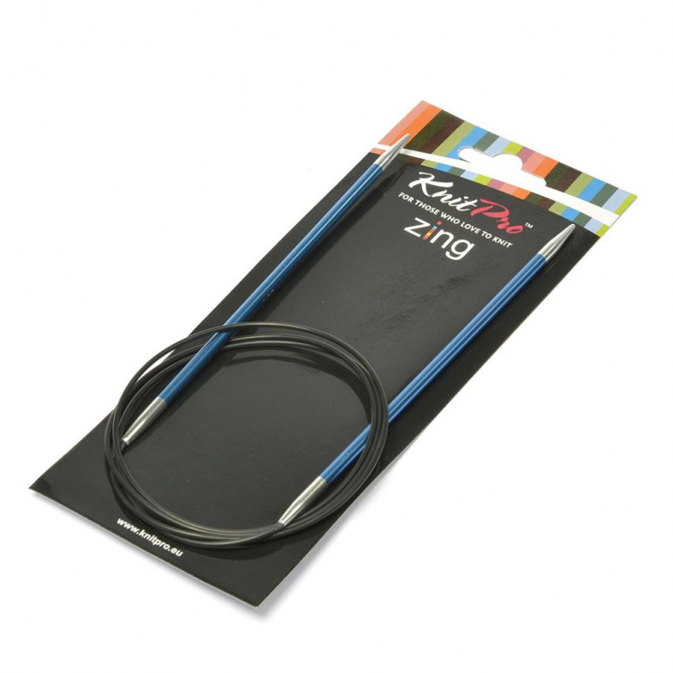 47159 Knit Pro Спицы круговые для вязания Zing 4мм/100см, алюминий