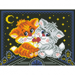 Набор Паутинка для изготовления картины со стразами арт.М154 Котики на крыше 24х18 см
