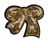 Термоаппликация с пайетками арт.TBY.ND.16 Бантик 63х50мм цв.1 золото уп.10шт