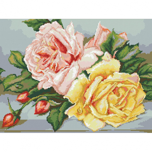 Набор Паутинка для изготовления картины со стразами арт.М246 Трио чайных роз 55х40 см