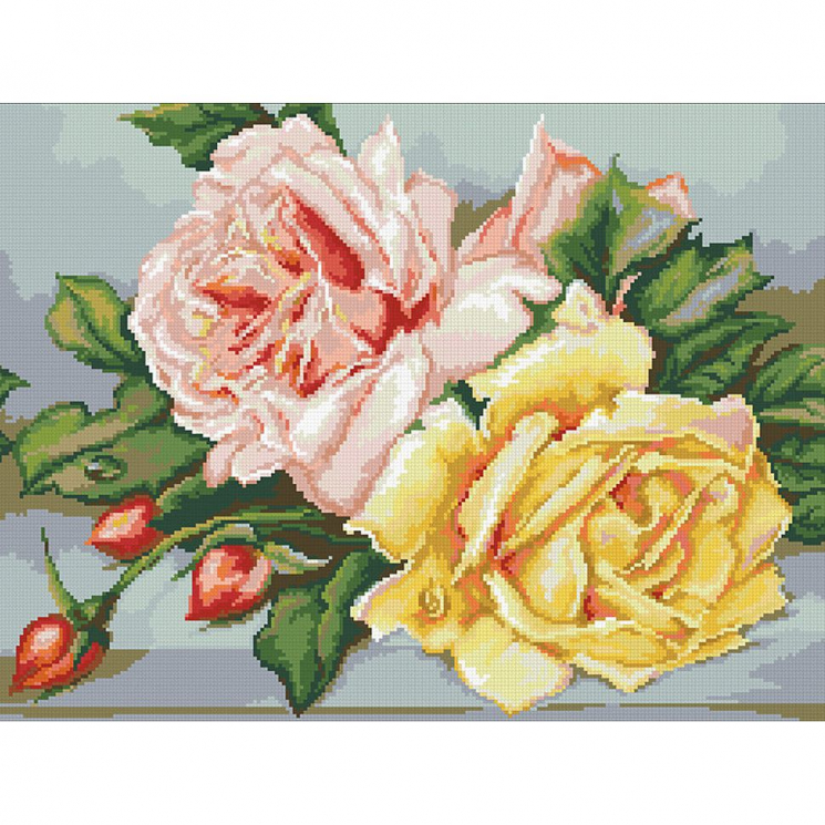 Набор Паутинка для изготовления картины со стразами арт.М246 Трио чайных роз 55х40 см