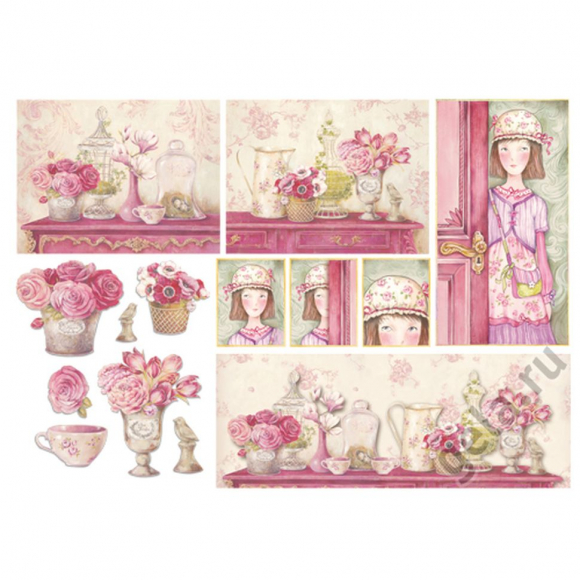 41064_Бумага рисовая "Розовый дом" 41064_Бумага рисовая "Розовый дом"