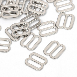 Пряжка регулятор для бюстгальтера металл TBY-810Z 10мм цв.никель, уп.1000шт