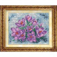 Набор для вышивания бисером РУССКАЯ ИСКУСНИЦА арт.701 КН Крокусы в лесу 22,4х17,8 см