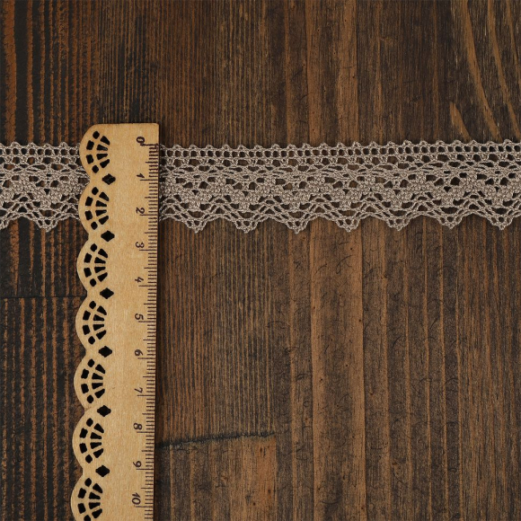 Кружево из мерсеризованного хлопка KRUZHEVO 25мм арт.TR.3207 цв.09 лен, уп.3м