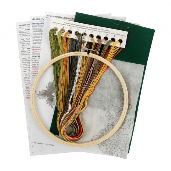 Набор для вышивания PANNA Живая картина арт. JK-2257 Грибы. Лисички 20,5x20,5 см