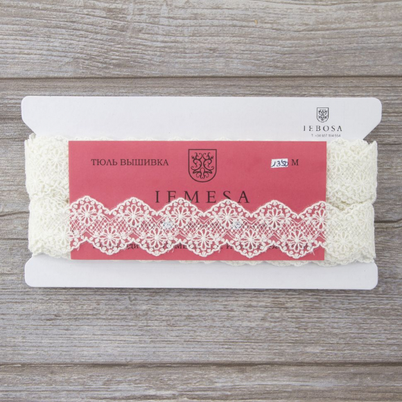 Кружево-вышивка на тюле, 18 мм, 13,5 м